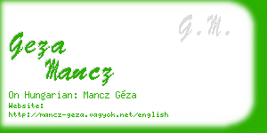 geza mancz business card